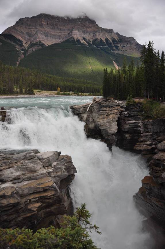 As poderosas Athabasca Falls, no Jasper National Park, em Alberta, no Canadá